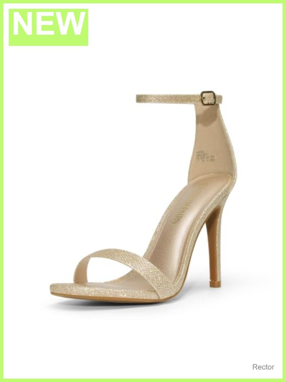 Women's Stiletto Heeled Sandals with Floral Appliqué, Ankle Strap, Open Toe